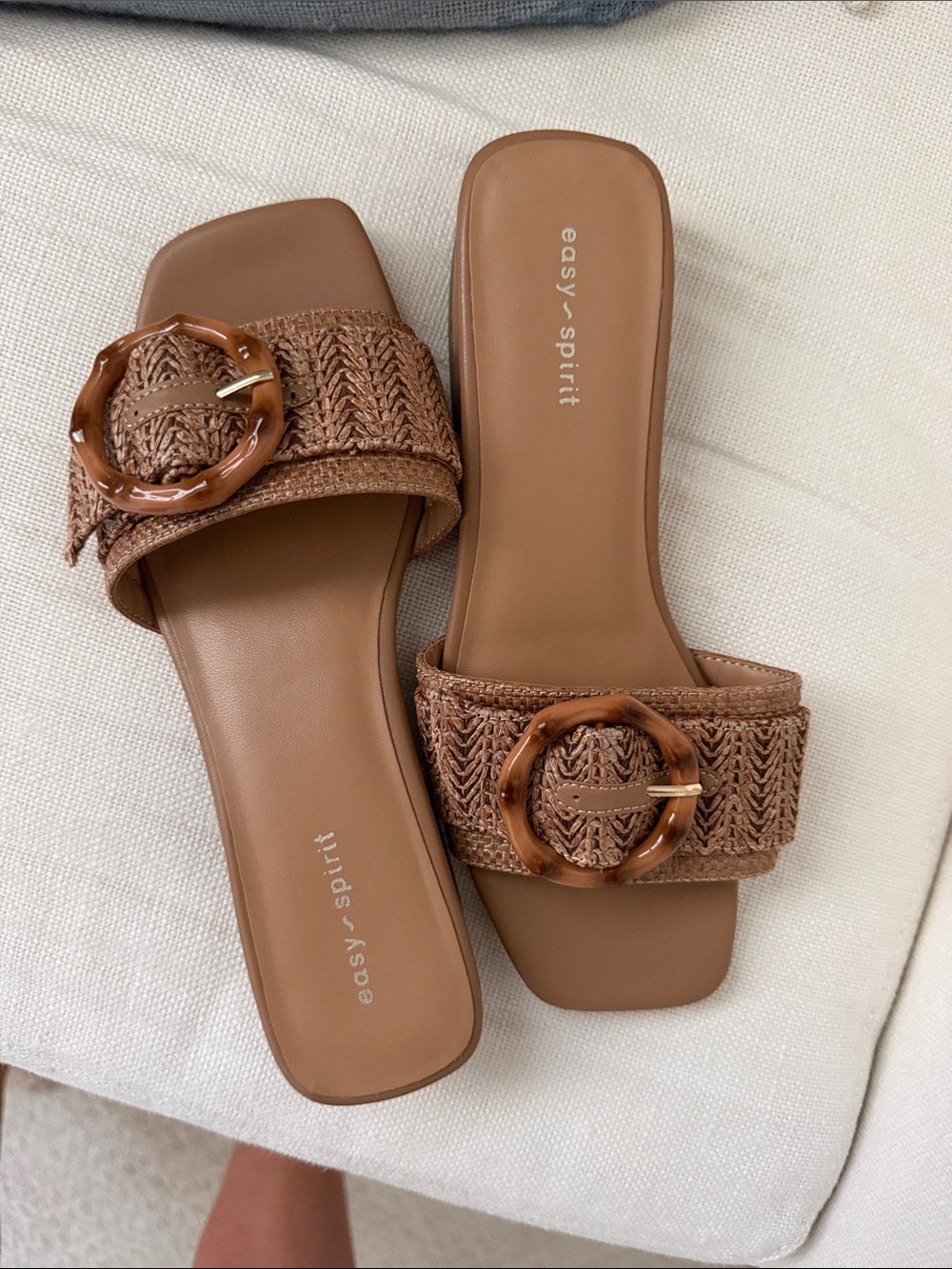 Nordstrom Brown Woven Slide Sandals with Decorative Buckle